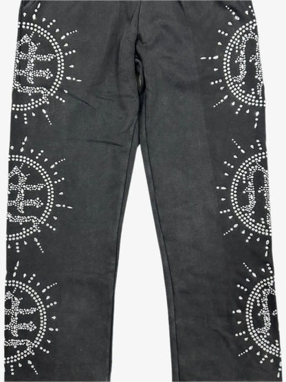 ‘Mixed Emotions Eclipse’ Grey Acid Wash Rhinestone Sweats