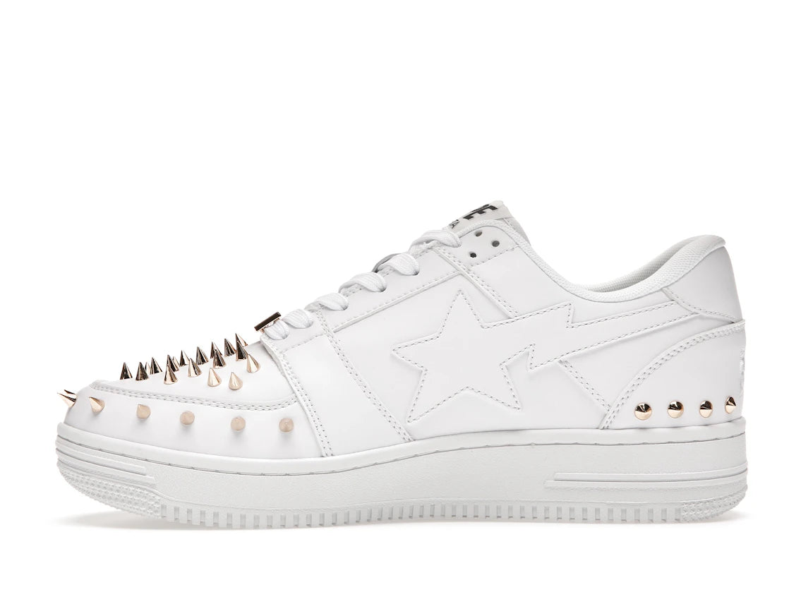 A Bathing Ape Bape Sta Low White Gold Studded