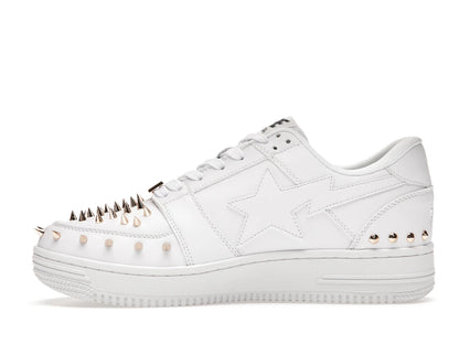 A Bathing Ape Bape Sta Low White Gold Studded