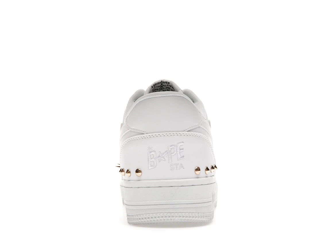 A Bathing Ape Bape Sta Low White Gold Studded