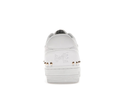 A Bathing Ape Bape Sta Low White Gold Studded
